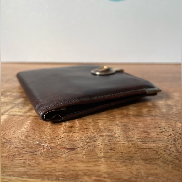 RARE Vintage GUCCI 70s Horseshoe Leather Slim Bi-fold Wallet Brown 925 Hardware - Picture 3 of 16